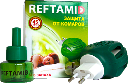 Фумигатор + жидкость от комаров 45 ночей без запаха РЕФТАМИД