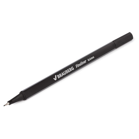 Ручка капиллярная (линер) BRAUBERG "Aero", ЧЕРНАЯ, трехгранная, металлический наконечник, линия письма 0,4 мм