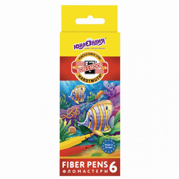 Фломастеры ЮНЛАНДИЯ «Подводный мир» (KOH-I-NOOR EXCLUSIVE), 6 цветов, трехгранные