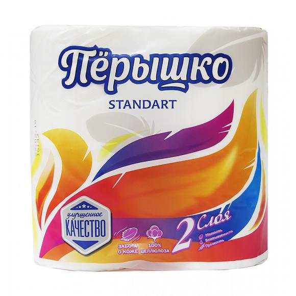 Туалетная бумага ПЕРЫШКО, двухслойная, 4 рул. БЕЛАЯ
