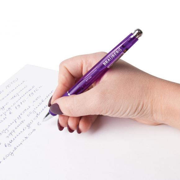 Ручка шариковая автоматическая с грипом BRAUBERG "Leo", корпус ассорти, узел 0,7 мм, линия письма 0,35 мм
