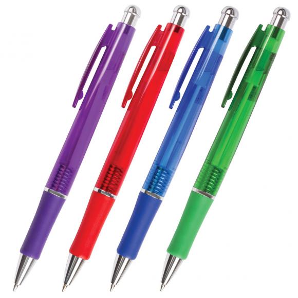 Ручка шариковая автоматическая с грипом BRAUBERG "Leo", корпус ассорти, узел 0,7 мм, линия письма 0,35 мм