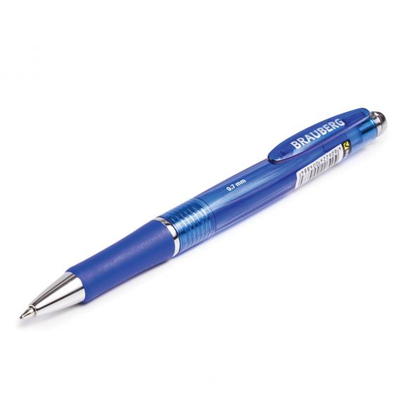 Ручка шариковая автоматическая с грипом BRAUBERG "Leo", корпус ассорти, узел 0,7 мм, линия письма 0,35 мм
