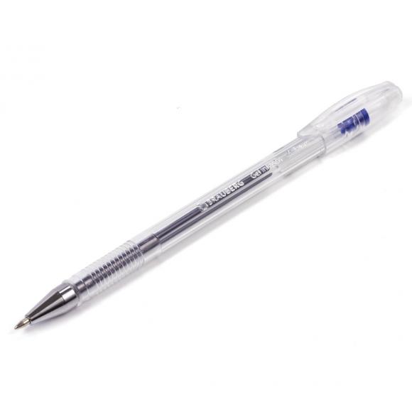 Ручка гелевая BRAUBERG "Jet", СИНЯЯ, корпус прозрачный, узел 0,5 мм, линия письма 0,35 мм