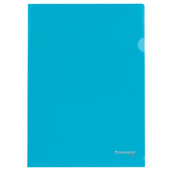 Папка-уголок BRAUBERG, синяя, 0,10 мм