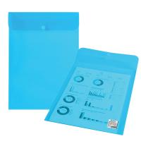 Папка-конверт с кнопкой BRAUBERG, вертикальная, А4, до 100 листов, прозрачная, синяя, 0,15 мм