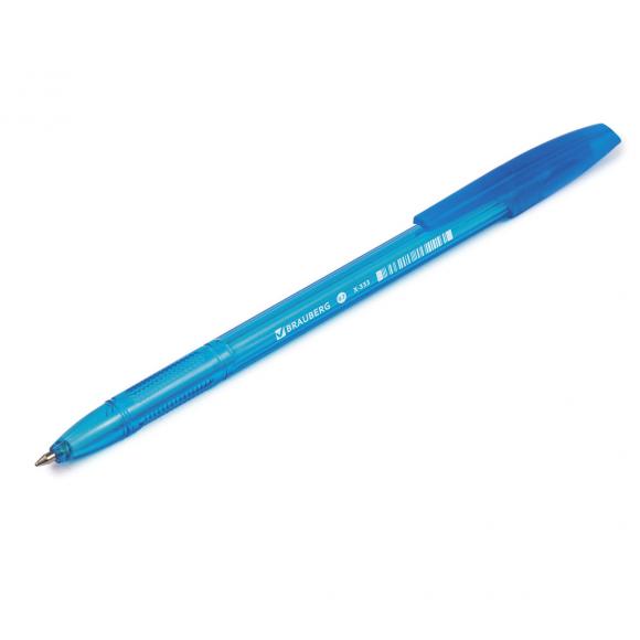 Ручка шариковая BRAUBERG "X-333" NEON, СИНЯЯ, корпус тонированный ассорти, узел 0,7 мм, линия письма 0,35 мм