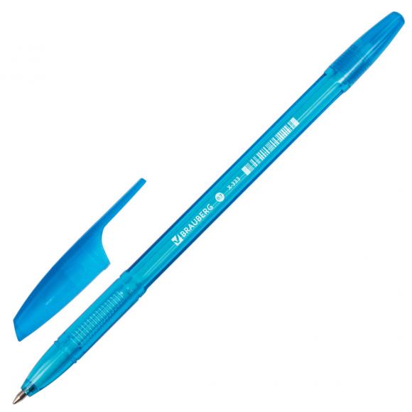 Ручка шариковая BRAUBERG "X-333" NEON, СИНЯЯ, корпус тонированный ассорти, узел 0,7 мм, линия письма 0,35 мм
