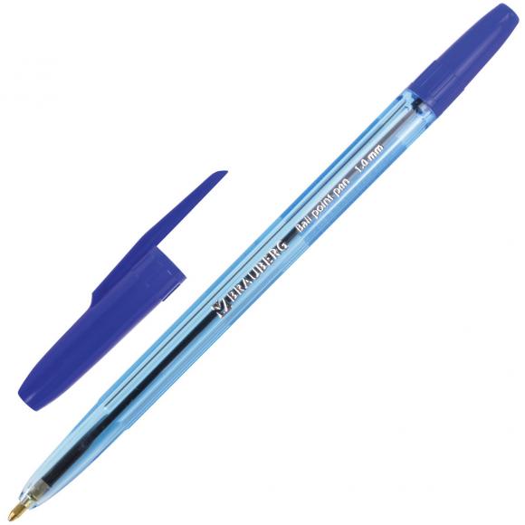 Ручка шариковая BRAUBERG "Carina Blue", СИНЯЯ, корпус тонированный синий, узел 1 мм, линия письма 0,5 мм
