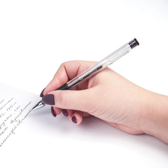Ручка гелевая с грипом BRAUBERG "Number One", ЧЕРНАЯ, узел 0,5 мм, линия письма 0,35 мм