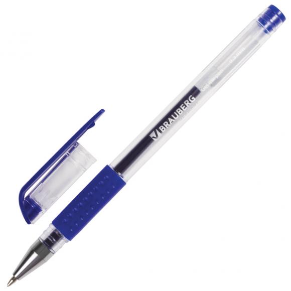 Ручка гелевая с грипом BRAUBERG "Number One", СИНЯЯ, узел 0,5 мм, линия письма 0,35 мм