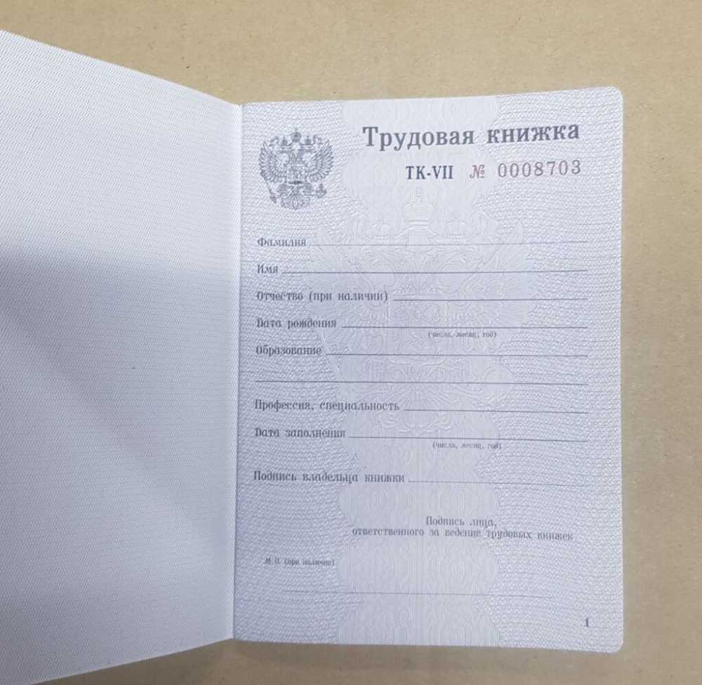 Бланк Трудовая книжка РФ