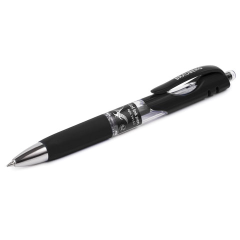 Ручка гелевая автоматическая BRAUBERG "Black Jack", ЧЕРНАЯ, трехгранная, узел 0,7 мм, линия письма 0,5 мм