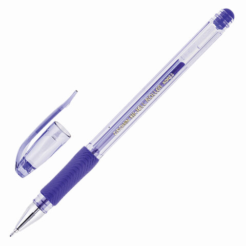 Ручка гелевая с грипом CROWN "Hi-Jell Needle Grip", СИНЯЯ, узел 0,7 мм