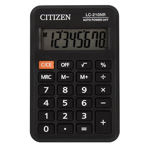 Калькулятор карманный CITIZEN LC-210NR (98х62 мм), 8 разрядов, питание от батарейки