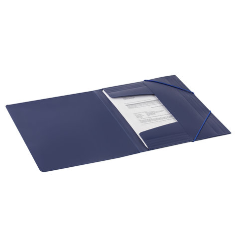 Папка на резинках BRAUBERG "Contract", синяя, до 300 листов, 0,5 мм, бизнес-класс