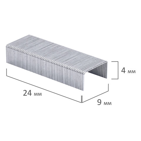 Скобы для степлера цинковое покрытие №10, 1000 штук, BRAUBERG "EXTRA", до 20 листов