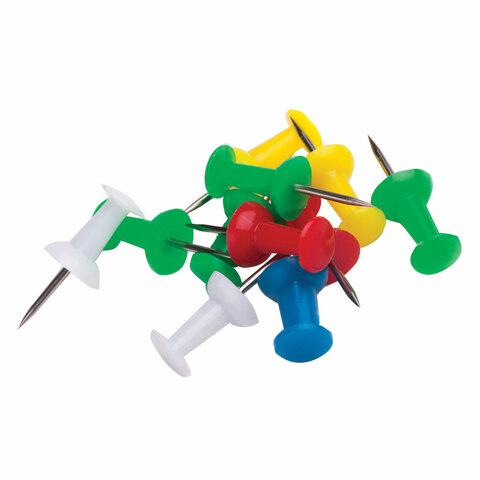 Силовые кнопки-гвоздики STAFF, цветные, 50 шт.