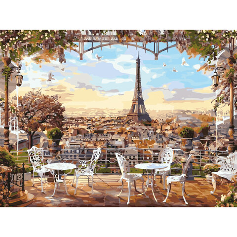 Картина по номерам 40х50 см ОСТРОВ СОКРОВИЩ "Париж", на подрамнике, акриловые краски, 3 кисти