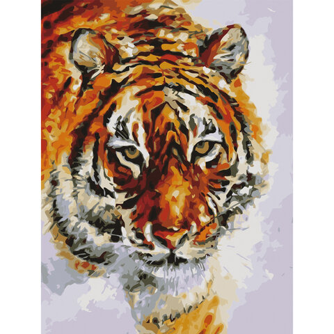 Картина по номерам 40х50 см, ОСТРОВ СОКРОВИЩ "Тигр", на подрамнике, акриловые краски, 3 кисти
