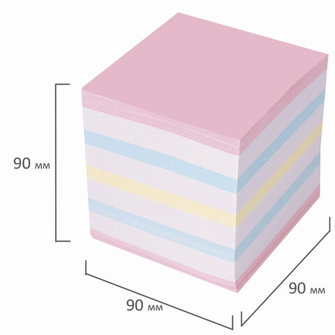 Блок для записей STAFF проклеенный, куб 9х9х9 см, цветной, чередование с белым