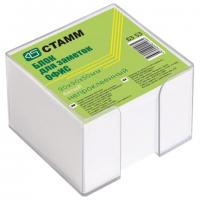 Блок для записей СТАММ "Офис" в подставке прозрачной, куб 9х9х5 см, белый, белизна 90-92%