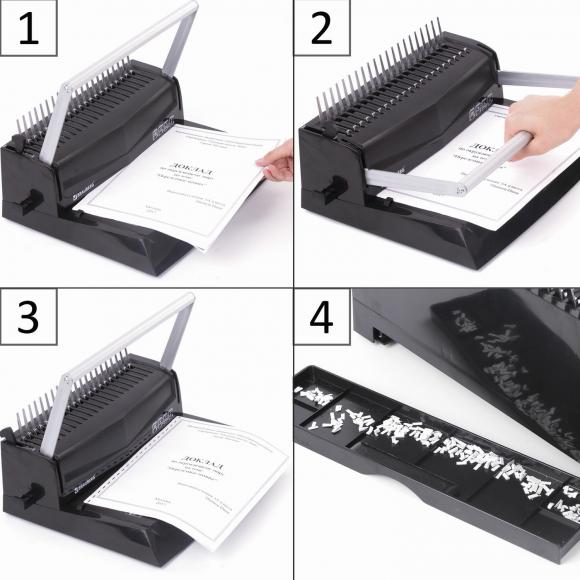 Переплетная машина для пластиковой пружины BRAUBERG B12, пробивает до 12 листов, сшивает до 450 листов