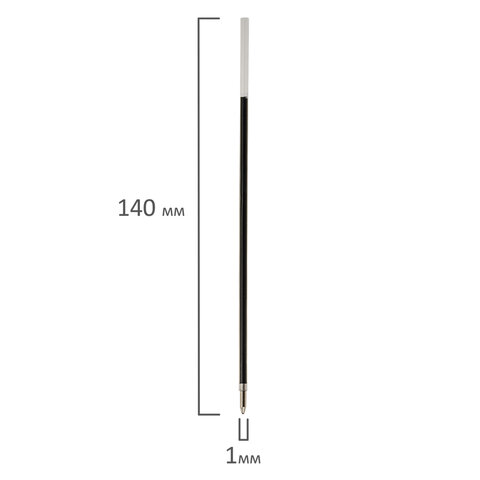 Стержень шариковый BRAUBERG 140 мм, ЧЕРНЫЙ, узел 1 мм, линия письма 0,5 мм