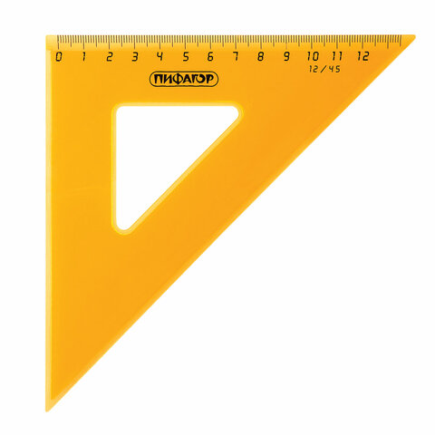 Набор чертежный большой ПИФАГОР (линейка 30 см, 2 треугольника, транспортир), прозрачный, неоновый
