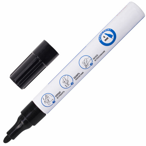 Маркер-краска лаковый EXTRA (paint marker) 4 мм, НАБОР 2 цвета, БЕЛЫЙ/ЧЕРНЫЙ, УЛУЧШЕННАЯ НИТРО-ОСНОВА, BRAUBERG