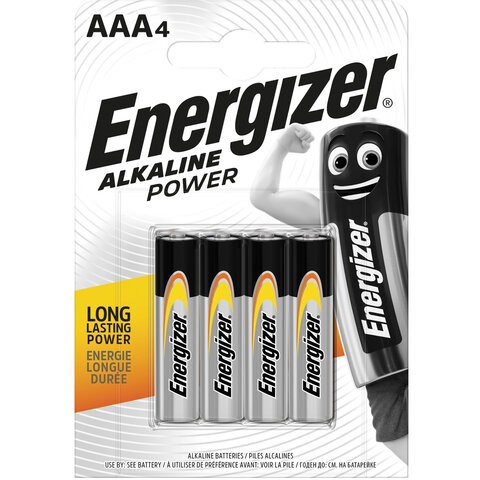 Батарейки ENERGIZER LR03/AAA Alkaline Power 4 шт. алкалиновые, мизинчиковые, блистер