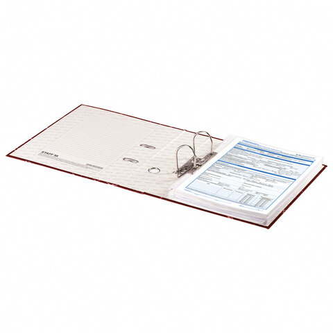 Папка-регистратор STAFF БЮДЖЕТ с мраморным покрытием, 70 мм, без уголка, красная, 229619