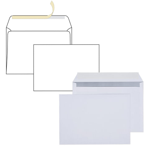 Конверты С4 (229х324 мм), отрывная лента, 90 г/м2, внутренняя запечатка, Курт, 46416