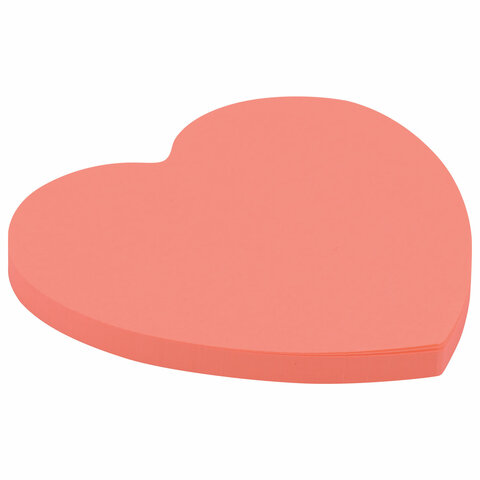 Блок самоклеящийся (стикеры), фигурный BRAUBERG, НЕОНОВЫЙ "Сердце", 50 листов, розовый