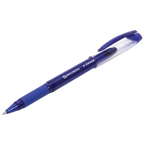 Ручка стираемая гелевая с грипом BRAUBERG "X-ERASE", СИНЯЯ, корпус синий, узел 0,7 мм, линия письма 0,35 мм