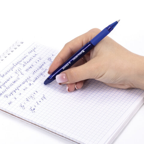 Ручка стираемая гелевая с грипом BRAUBERG "X-ERASE", СИНЯЯ, корпус синий, узел 0,7 мм, линия письма 0,35 мм