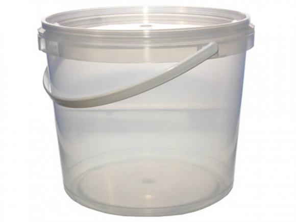 Ведро пищевое (контейнер) 2,25 литра с крышкой и ручкой (прозрачное), круглое