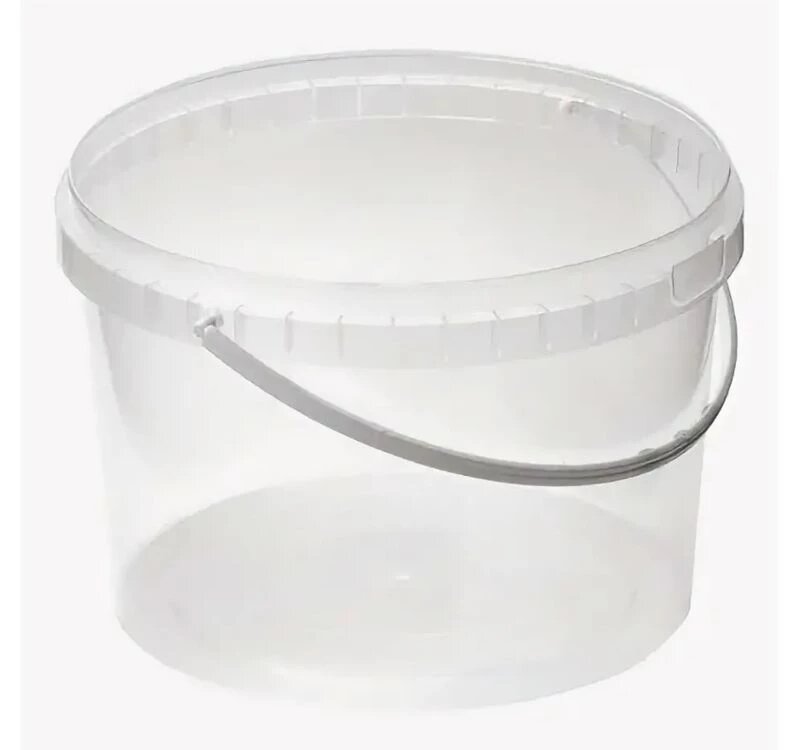 Ведро пищевое 5 литров прозрачное круглое (контейнер), с крышкой и ручкой, 1шт