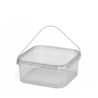Ведро пищевое (контейнер) квадратное 2,3 литра с крышкой и ручкой (прозрачное)
