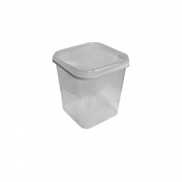 Ведро пищевое (контейнер) квадратное 5,7 литра с крышкой и ручкой (прозрачное)