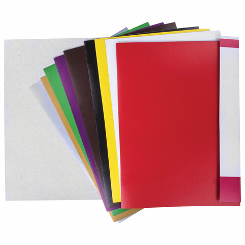 Картон цветной А4 мелованный глянцевый, ВОЛШЕБНЫЙ, 10 листов 10 цветов, BRAUBERG, 200х290 мм, Маяк