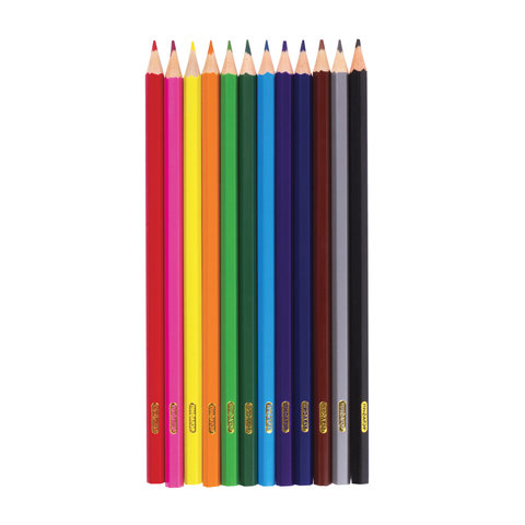 Карандаши цветные ПИФАГОР "ЖИРАФ", 12 цветов, пластиковые, классические заточенные