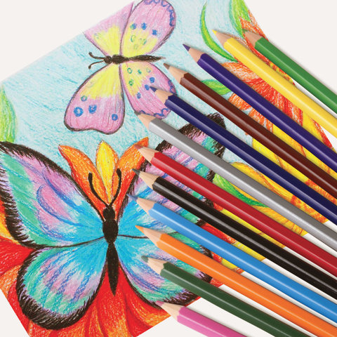 Карандаши цветные ПИФАГОР "ЖИРАФ", 12 цветов, пластиковые, классические заточенные