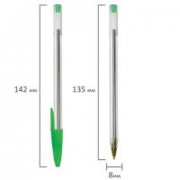 Ручка шариковая зеленая STAFF Basic Budget BP-04, линия письма 0,5 мм