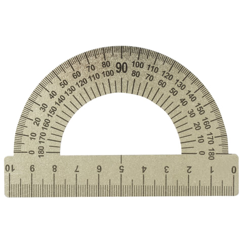 Транспортир 10 см, 180 градусов, металлический, ПИФАГОР