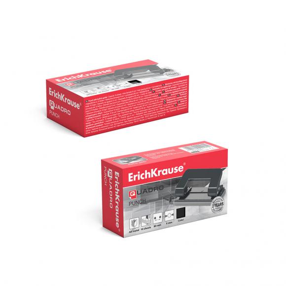 Дырокол ErichKrause Quadro, 10 листов, 4560