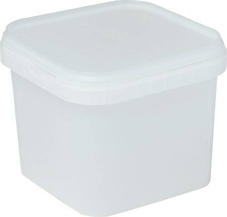 Ведро пищевое (контейнер) квадратное 1л с крышкой (прозрачное)