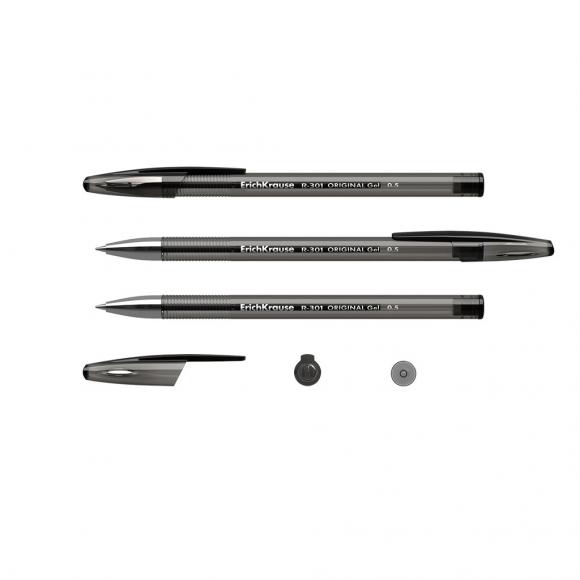 Ручка гелевая черная Erich Krause (Эрик Краузе) R-301 ORIGINAL GEL 0,5мм, 42721