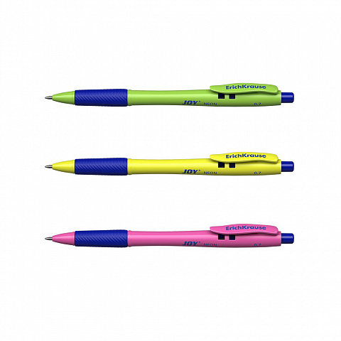 Ручка шариковая ErichKrause JOY 0.7мм Neon Ultra Glide Technology автомат, синяя, пластиковый корпус
