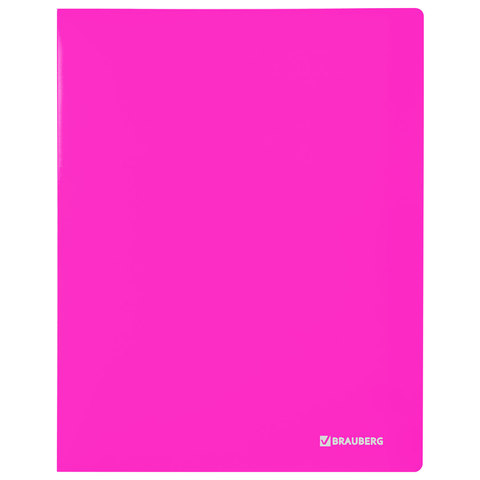 Папка на 2 кольцах BRAUBERG "Neon", 25 мм, внутренний карман, неоновая розовая, до 170 листов, 0,7 мм